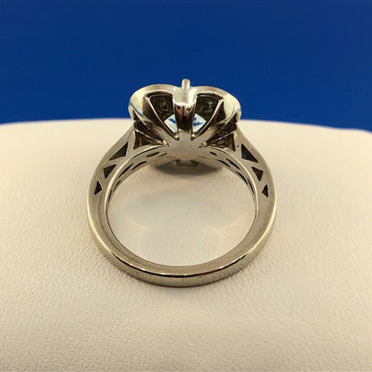 Le Vian 14K White Gold Blue Topaz Diamond Sapphire Flower Cluster Cocktail Ring