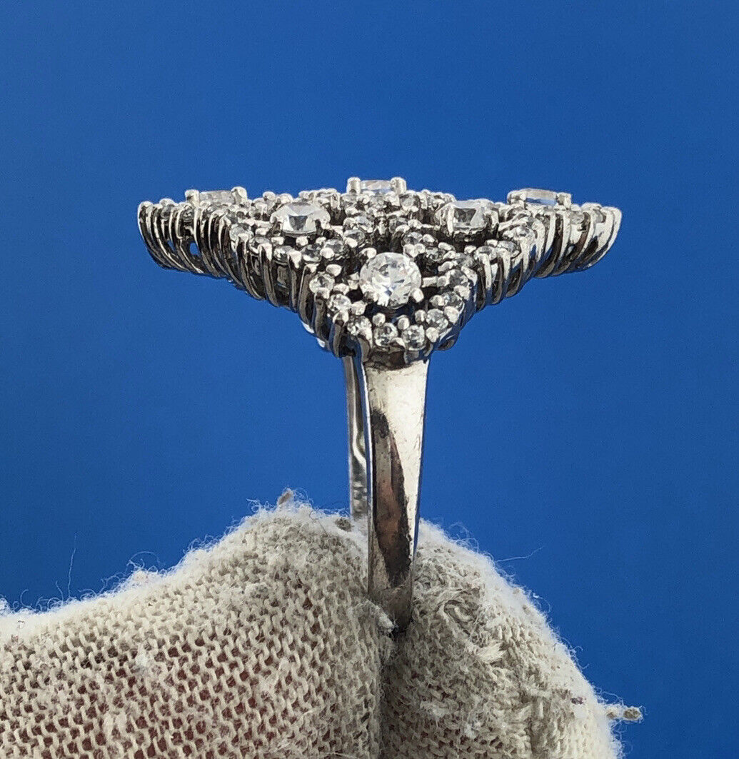 SETA Sterling Silver 925 Round Sparkling CZ Openwork Circle Ring Size 8.25