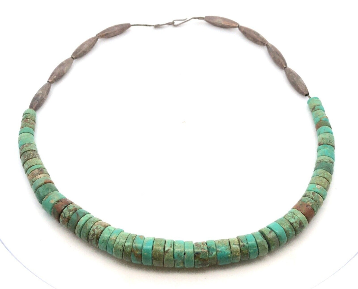 Vintage Native American Artisan Silver Tone Turquoise Beaded Statement Necklace