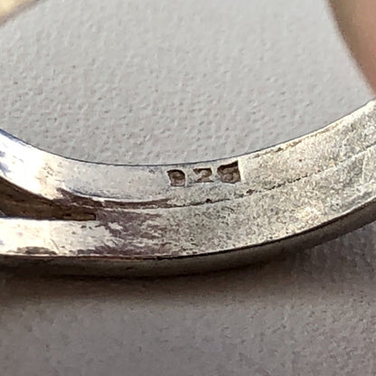 Bright Retro Sterling Silver 925 Green Tigers Eye Scroll Filigree Cocktail Ring