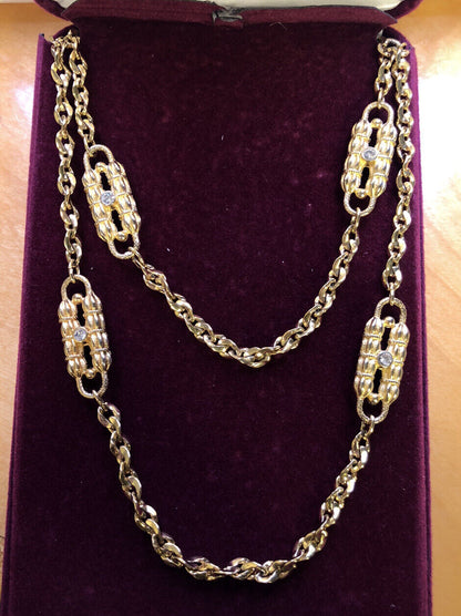 Camrose Kross JBK Jacqueline Kennedy Gold Tone CZ Double Row Paperclip Necklace