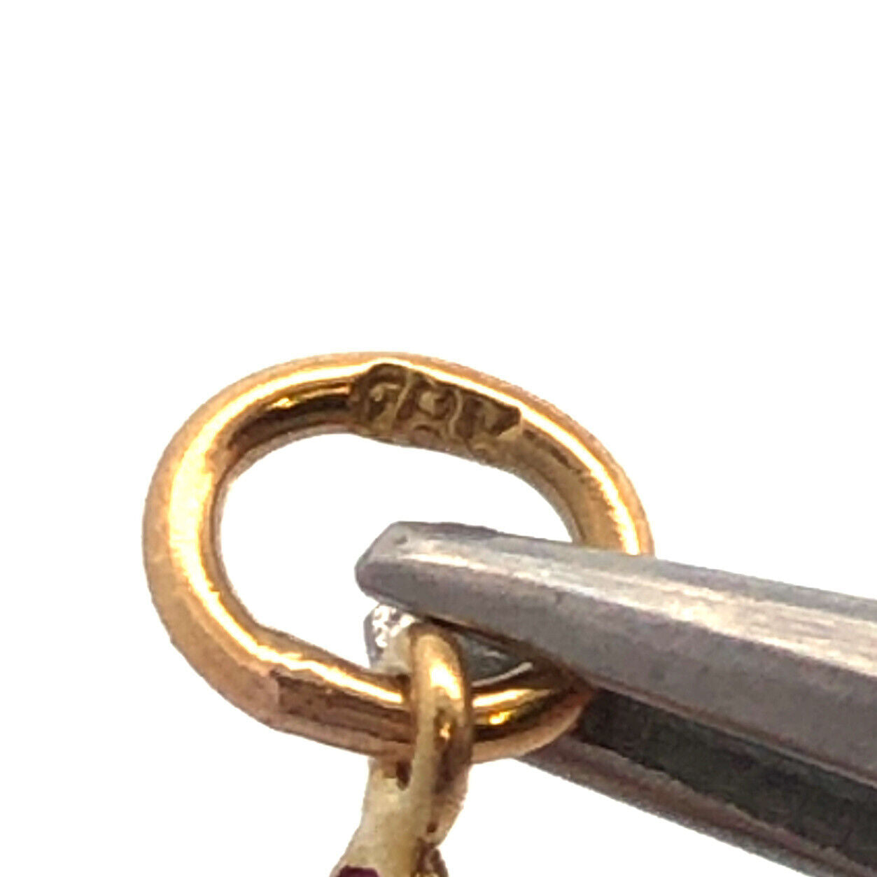 Estate 18K Yellow Gold Sapphire Ruby Statement Cross Religious Pendant