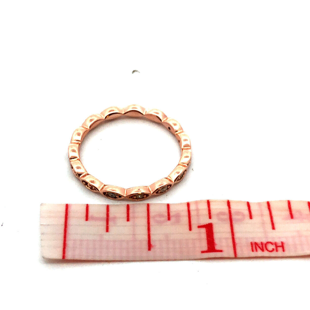 14K Rose Gold Round Diamond Bubble Stacking Anniversary Wedding Band Ring