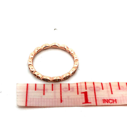 14K Rose Gold Round Diamond Bubble Stacking Anniversary Wedding Band Ring