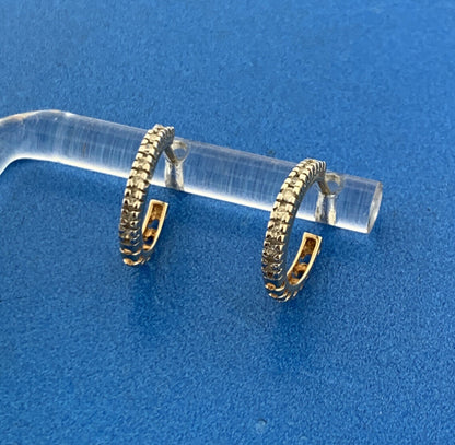 Designer 14K Yellow Gold Diamond April Anniversary Birthday Huggy Hoop Earrings