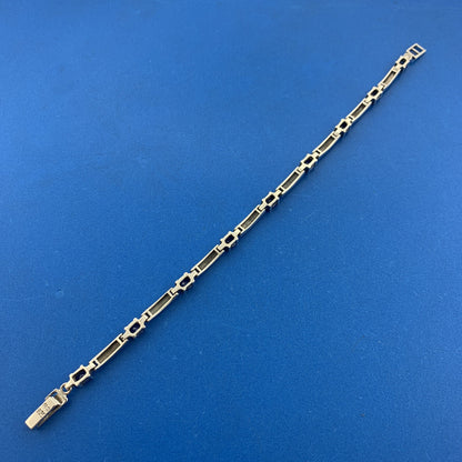 925 Sterling Silver Oval Tanzanite Marcasite Accented Tennis Bracelet