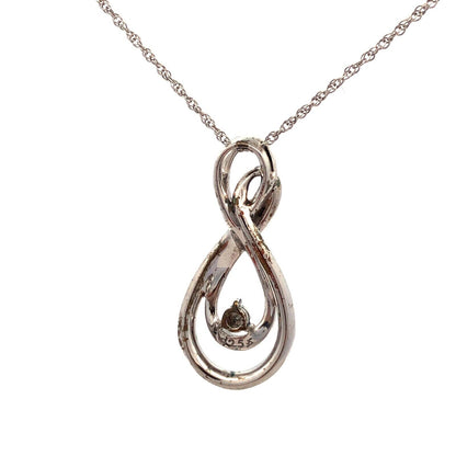 Designer 925 Sterling Silver Round Diamond Infinity Anniversary Pendant Necklace