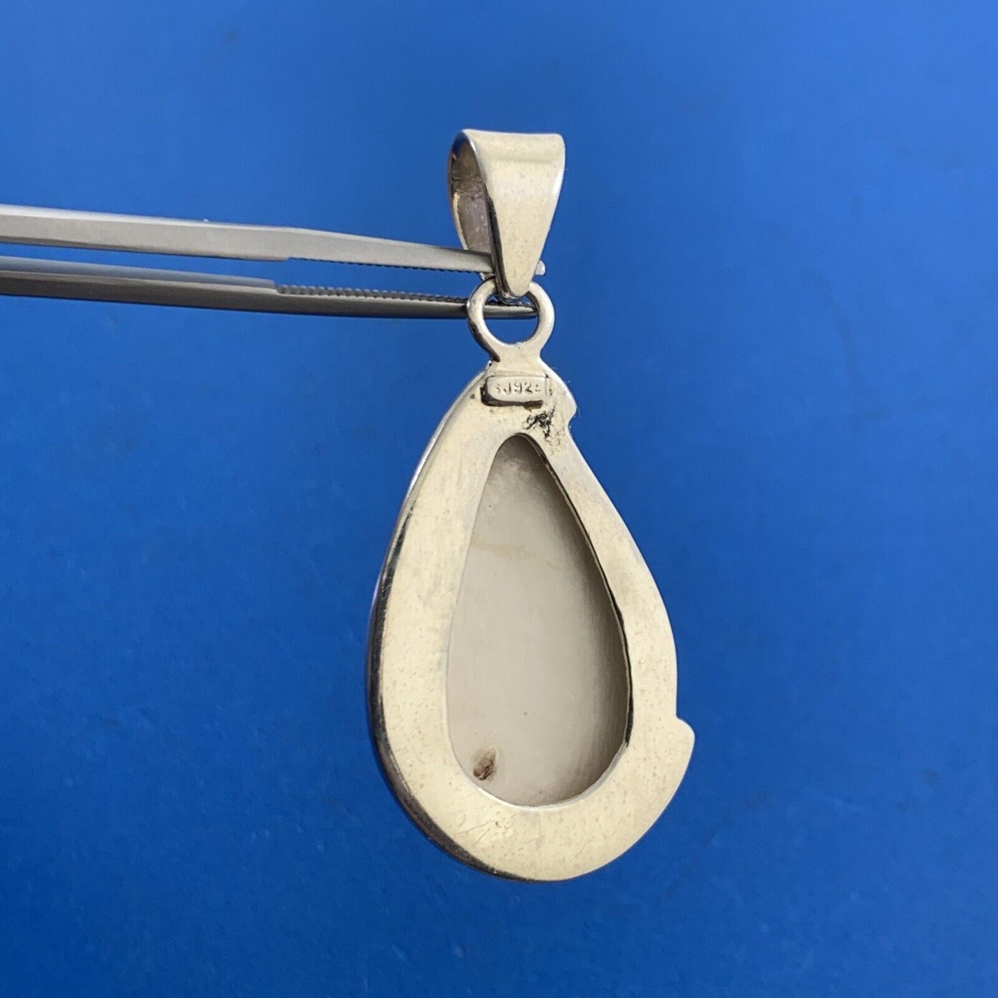 Designer 925 Sterling Silver Mother Of Pearl Statement Teardrop Pendant