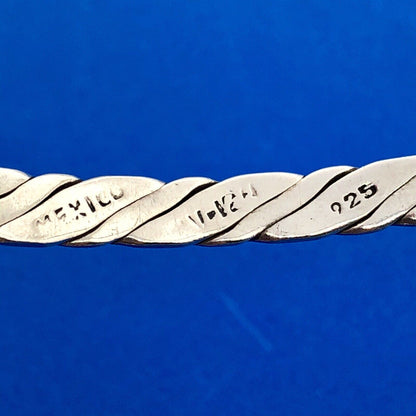 Vintage Taxco Designer V-124 Sterling Silver 925 Ribbed Wave Bangle Bracelet