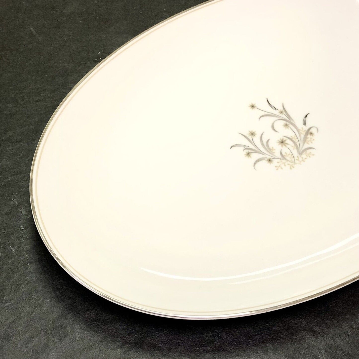 Retired Noritake Ardis China 14" Platinum Tab Collectible Oval Serving Platter