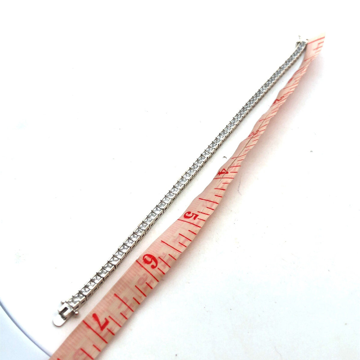 Designer 925 Sterling Silver Square Cubic Zirconia CZ Tennis Bracelet