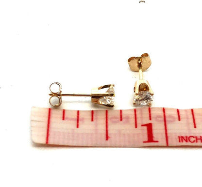 Estate 14K Yellow Gold Round Diamond Solitaire Stud Earrings