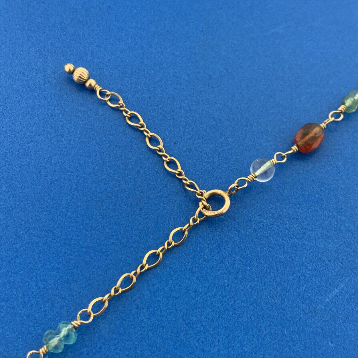 Artisan Hand Made Gold-Filled Multi Gemstone Beaded Link Necklace