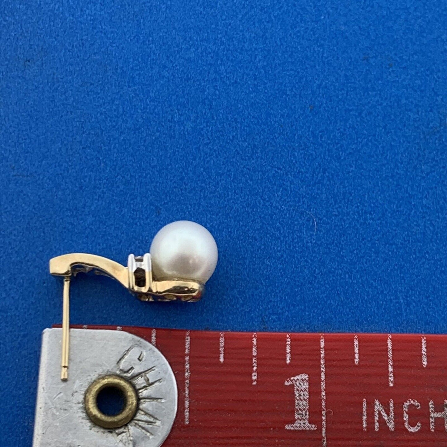 10K Yellow Gold Pearl Diamond June Bridal Anniversary Drop Stud Earrings