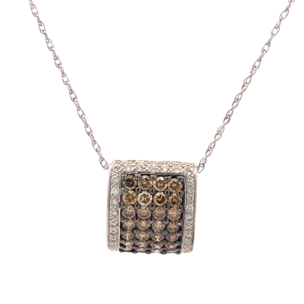 18K White Gold Champagne Diamond Pendant 2tcw