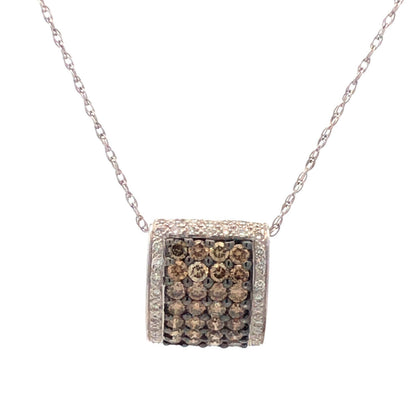 18K White Gold Champagne Diamond Pendant 2tcw