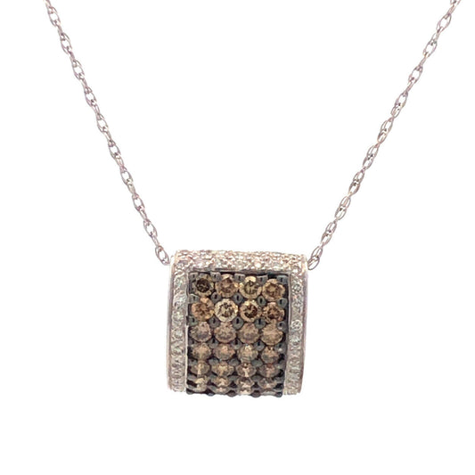 18K White Gold Champagne Diamond Pendant 2tcw