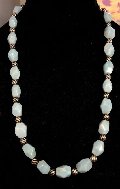 Carolyn Pollack 925 Sterling Silver Faceted Aventurine Bead Statement Necklace