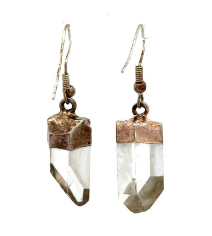 Vintage Gold & Silver Tone Crystal Quartz Chakra Healing Necklace Earrings Set