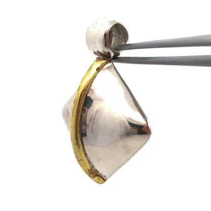 Vintage Taxco Mexico Laton 925 Sterling Silver Brass Square Statement Pendant