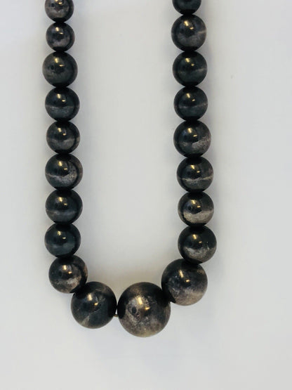 Vintage Taxco Mexico 925 Sterling Silver Graduated Ball Bead Statement Necklace