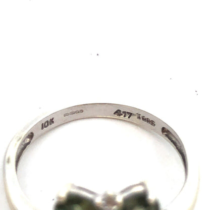 Designer TGGC 10K White Gold Oval Green Topaz Round Diamond Accent Cocktail Ring