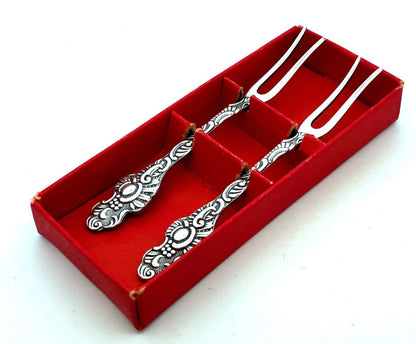 A.B. Nils-Johan Silver Extra Plated Floral Scroll Pair Lemon Cocktail Forks NIB