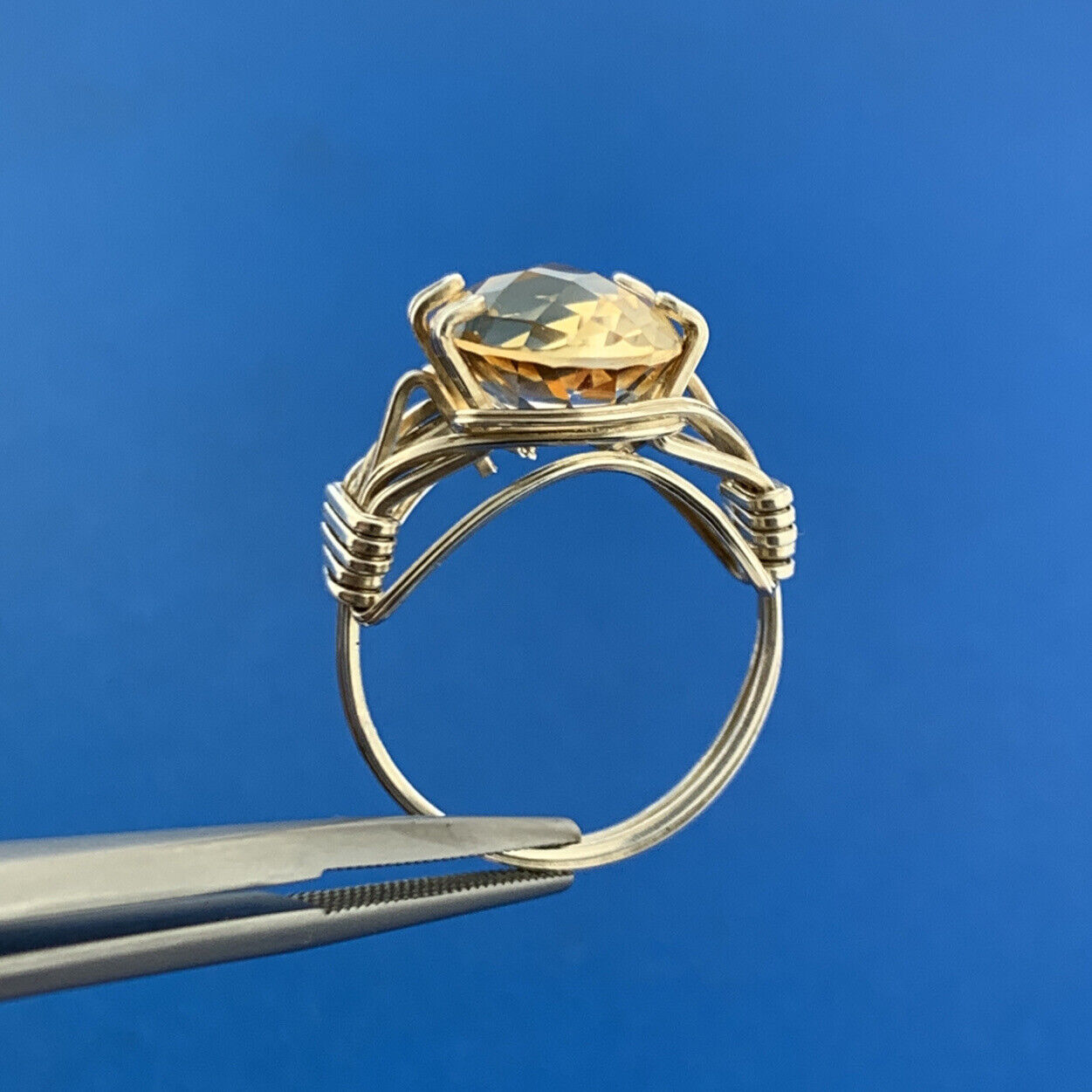 Artisan 925 Sterling Silver Oval Cushion Citrine October Anniversary Ring