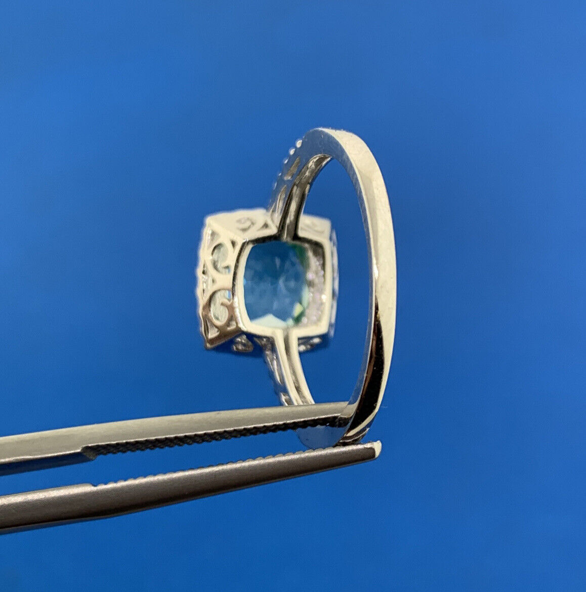 Designer SW China Sterling Silver Tourmaline Cubic Zirconia Halo Cocktail Ring