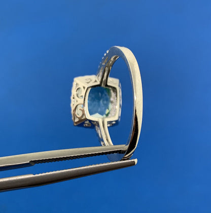 Designer SW China Sterling Silver Tourmaline Cubic Zirconia Halo Cocktail Ring