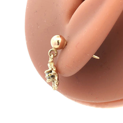 Vintage 14K Yellow Gold Diamond Starburst Snowflake Flower Dangle Stud Earrings