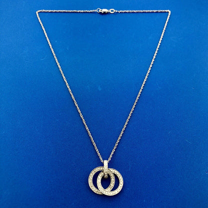 Beautiful 14k White Gold Double Diamond Eternity Anniversary Pendant Necklace