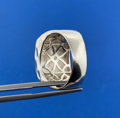 Designer NF Sterlling Silver 925 Hammered Square Dome Statement Cocktail Ring