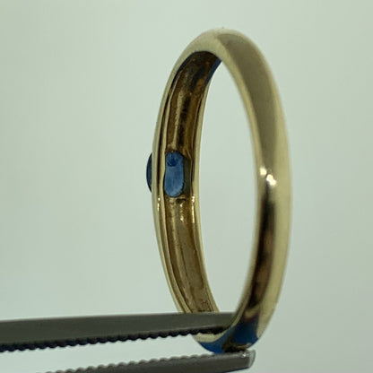 14K Yellow Gold Estate Oval Blue Sapphire Size 6.75 Stackable Band Ring