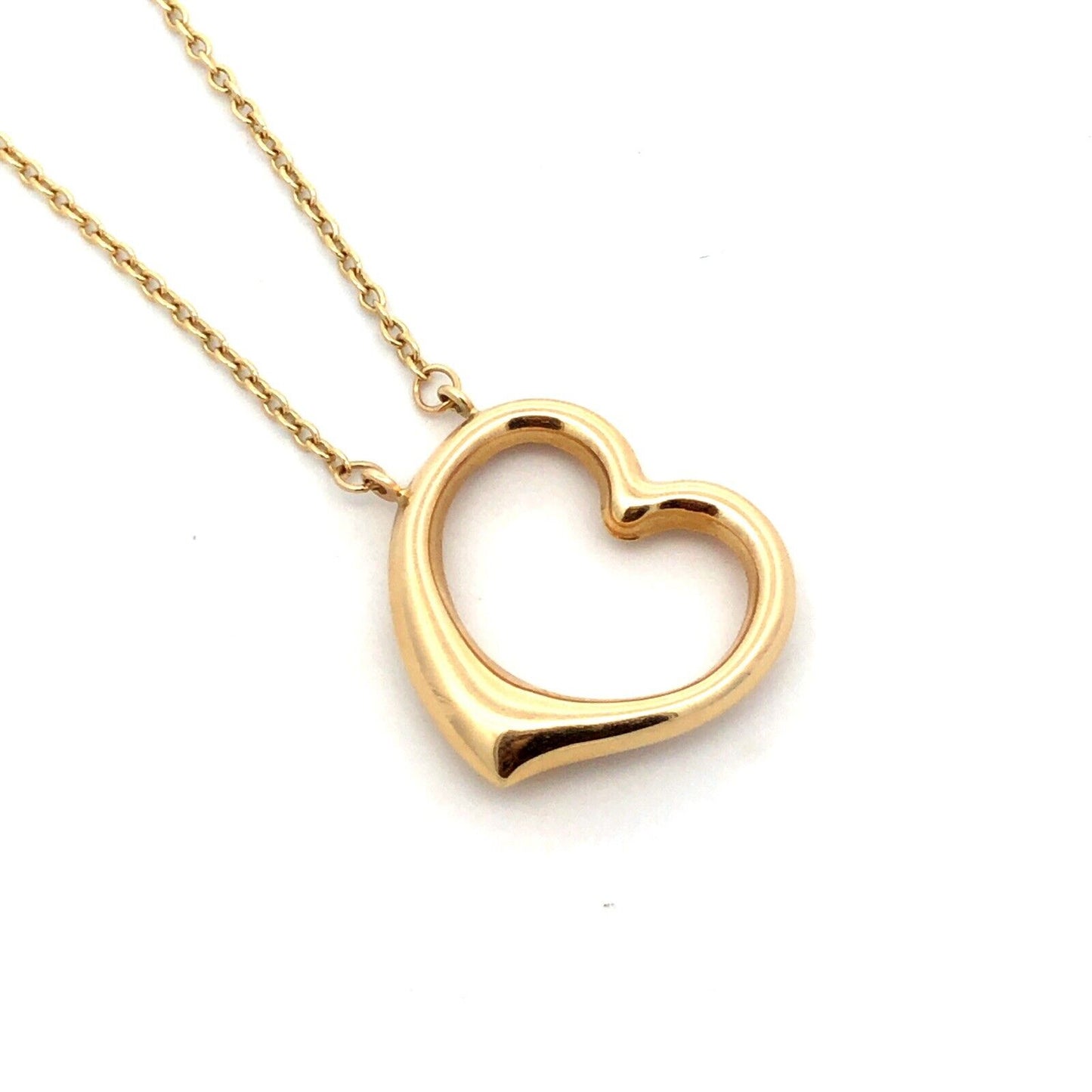 Designer ARR 14K Yellow Gold Puffy Heart Love Anniversary Pendant Chain Necklace