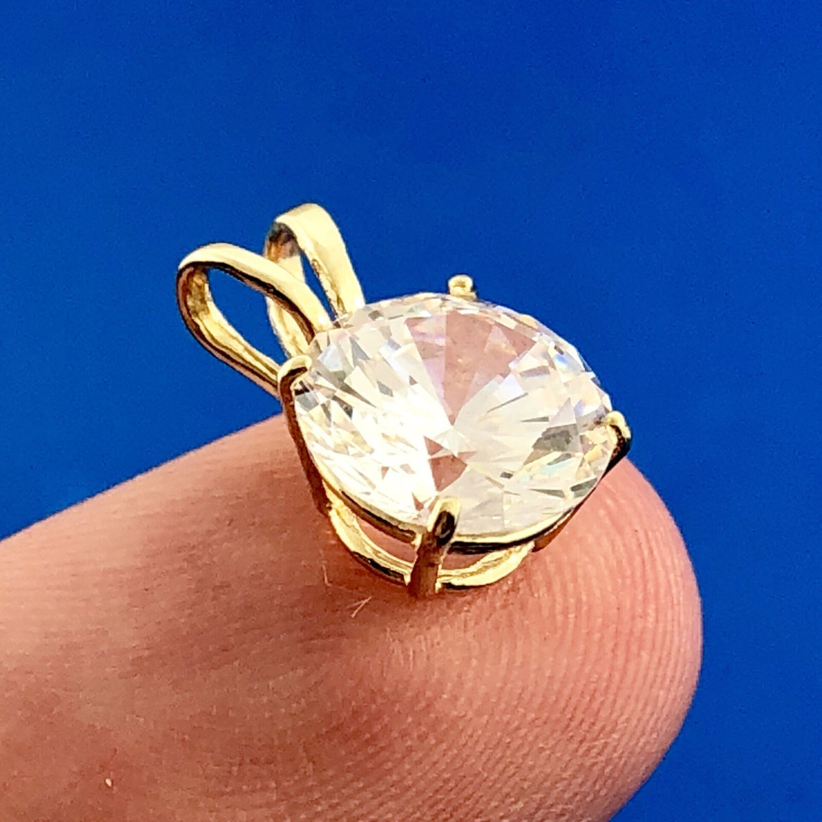 Classic 14K Yellow Gold Solitaire 2 Carat Cubic Zirconia CZ Drop Dangle Pendant