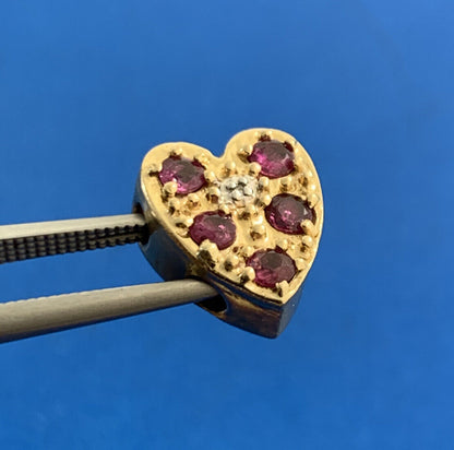 Richard Klein KLJCI 14K Yellow Gold Ruby Diamond Heart Slide Bracelet Charm