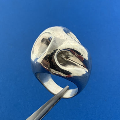 Artisan 925 Sterling Silver Modernist Glob Biker's Chunky Dome Ring