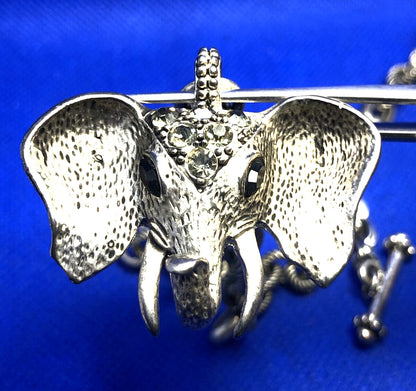 Silver-Tone Rhinestone Gop Go Alabama Elephant Statement Necklace