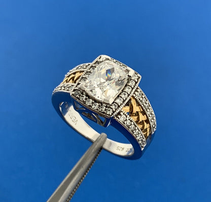 QVC Verragio 925 Sterling Silver Two Toned Cubic Zirconia Accent Engagement Ring