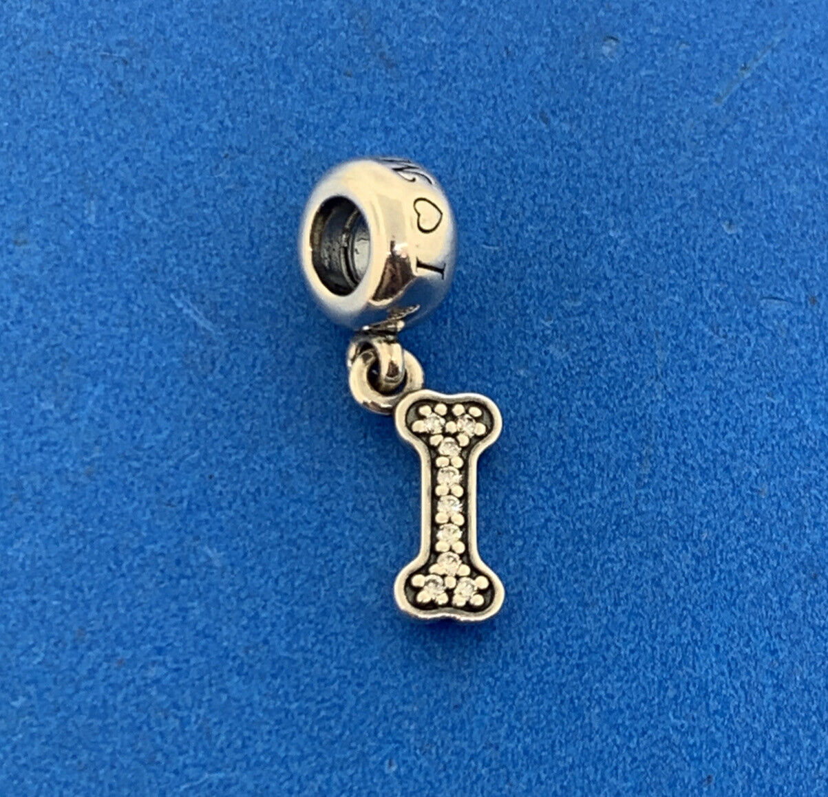 PANDORA Sterling Silver Cubic Zirconia 791263CZ Dog Bone Dangle Bracelet Charm