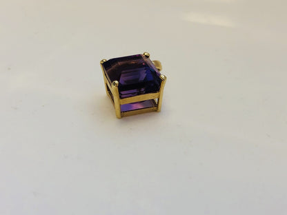 Designer 14K Yellow Gold Amethyst Solitaire Statement Pendant Enhancer