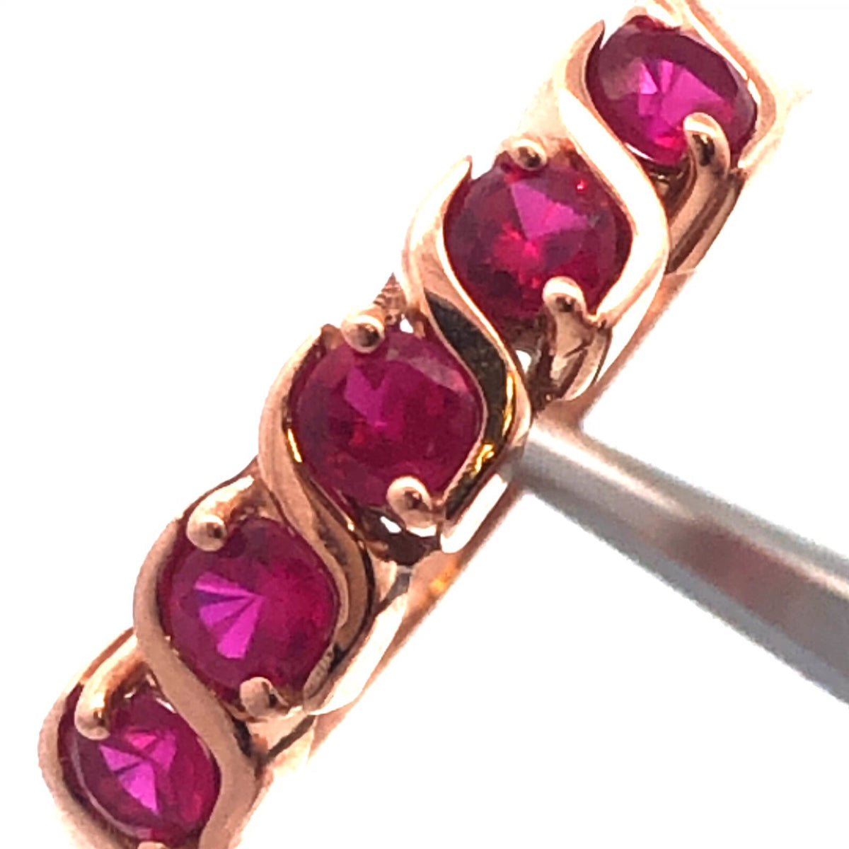 Estate Designer JFM 14K Rose Gold Ruby July Anniversary Occasion Band Ring