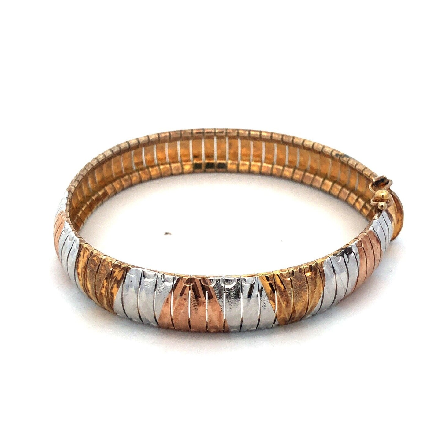 Designer Milor Italy 925 Sterling Silver Vermeil Gold Rose Gold Chain Bracelet