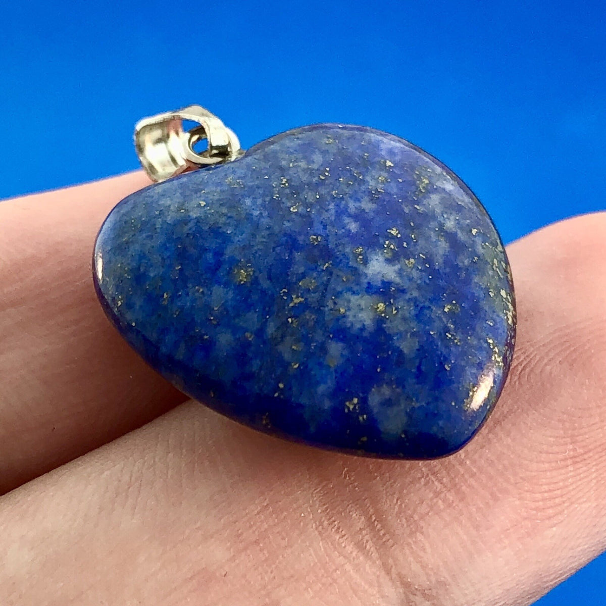 Ladies Silver Tone Lapis Lazuli Heart Power Vision Spirit Statement Pendant
