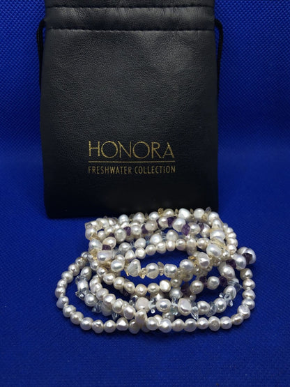 Honora Freshwater Collection Lot Of Six Stretch Bracelets In Pouch