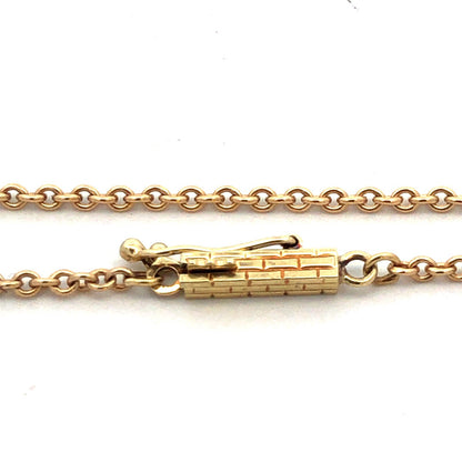 Estate 14K Yellow Gold Marquise Ruby Diamond Accented Pendant Chain Necklace