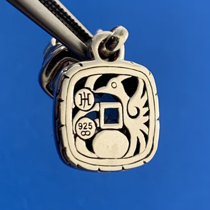 John Hardy 925 Sterling Silver Cushion Cut Smoky Quartz Dangle Drop Earrings