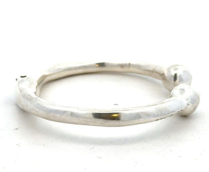 Vintage UNO 925 Sterling Silver Oval Hinged Ball Cuff Bracelet