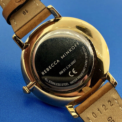 Rebecca Minkoff GRL PWR Girl Power Leather Strap Women's Designer Watch In Box